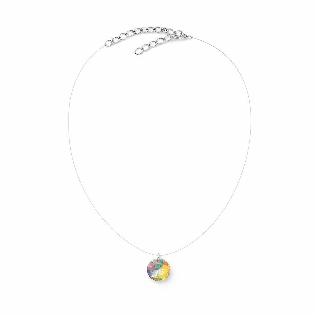 Colier Roxe cu pandantiv cristal iridescent rotund, 40 cm, reglabil – bijuterie elegantă damă