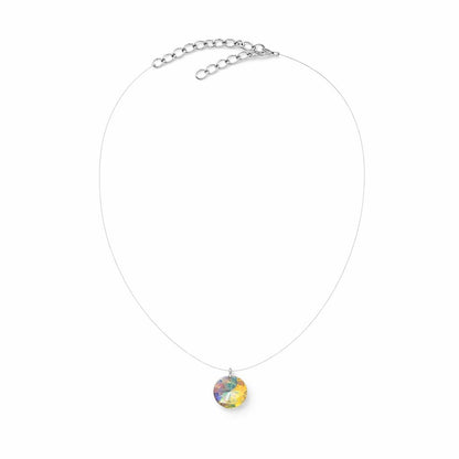 Colier Roxe cu pandantiv cristal iridescent rotund, 40 cm, reglabil – bijuterie elegantă damă