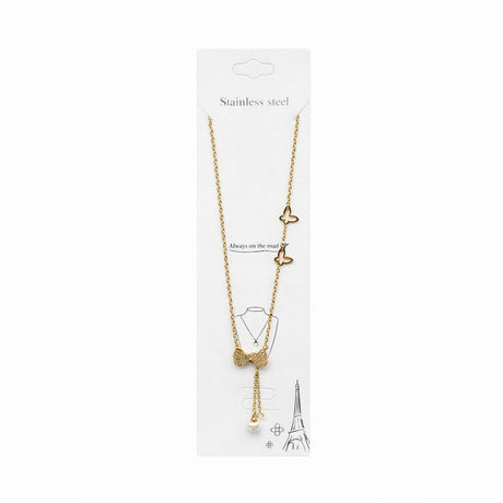 Colier Roxe cu pandantiv fluturi și perlă, 40 cm, reglabil – bijuterie elegantă damă