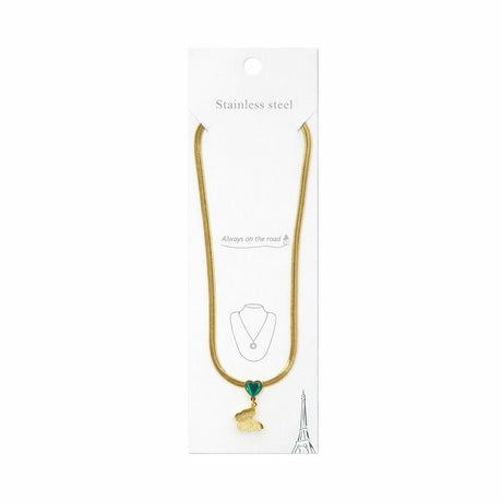 Colier Roxe cu pandantiv inimă verde și fluture auriu, 40 cm, reglabil – bijuterie elegantă