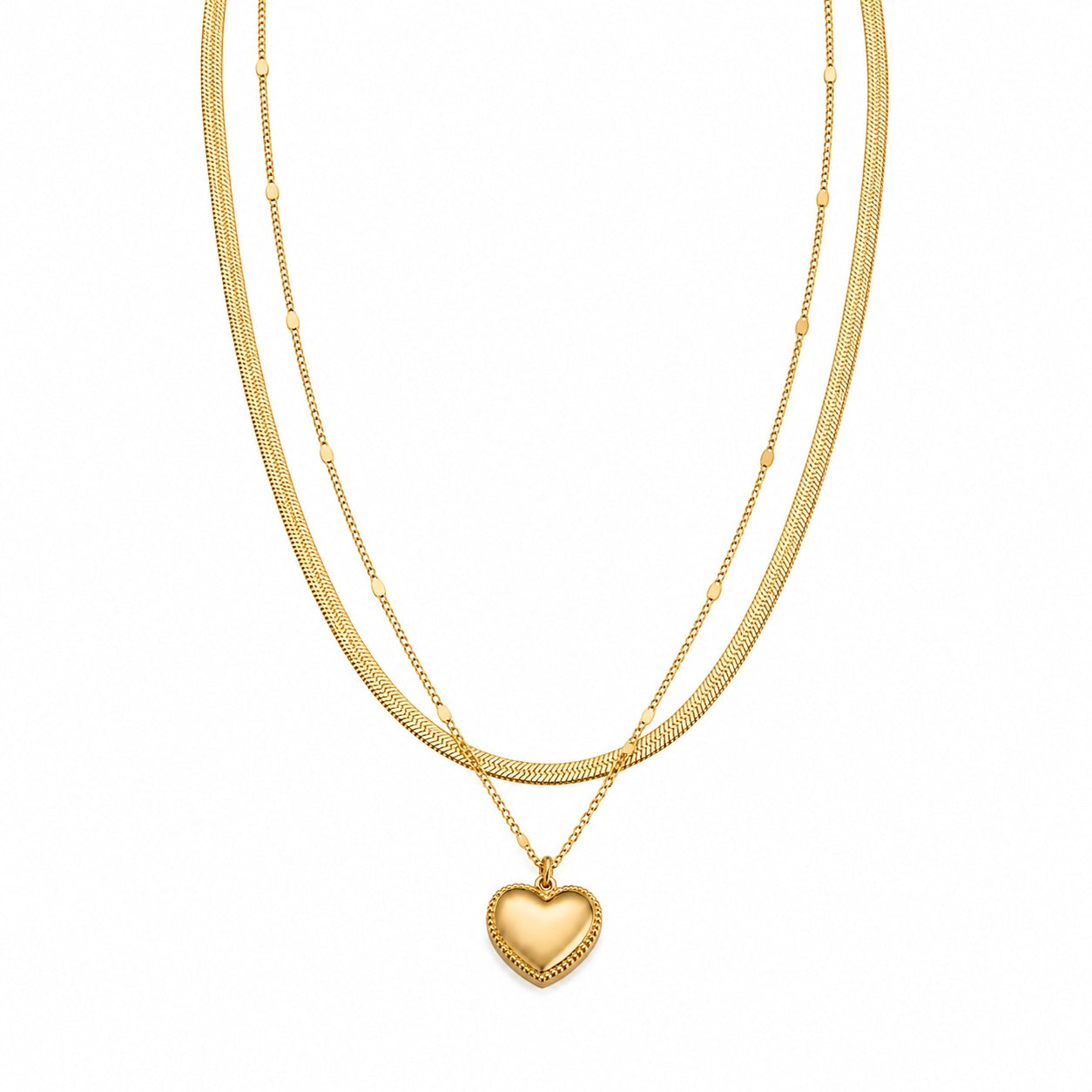Colier ROXE Double Layer Heart Gold – design dublu elegant cu pandantiv inimă, 45 cm