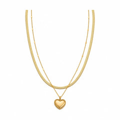 Colier ROXE Double Layer Heart Gold – design dublu elegant cu pandantiv inimă, 45 cm