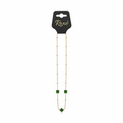 Colier ROXE Luxury Golden Chain cu pietre verzi smarald, design elegant, 45 cm