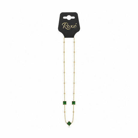 Colier ROXE Luxury Golden Chain cu pietre verzi smarald, design elegant, 45 cm