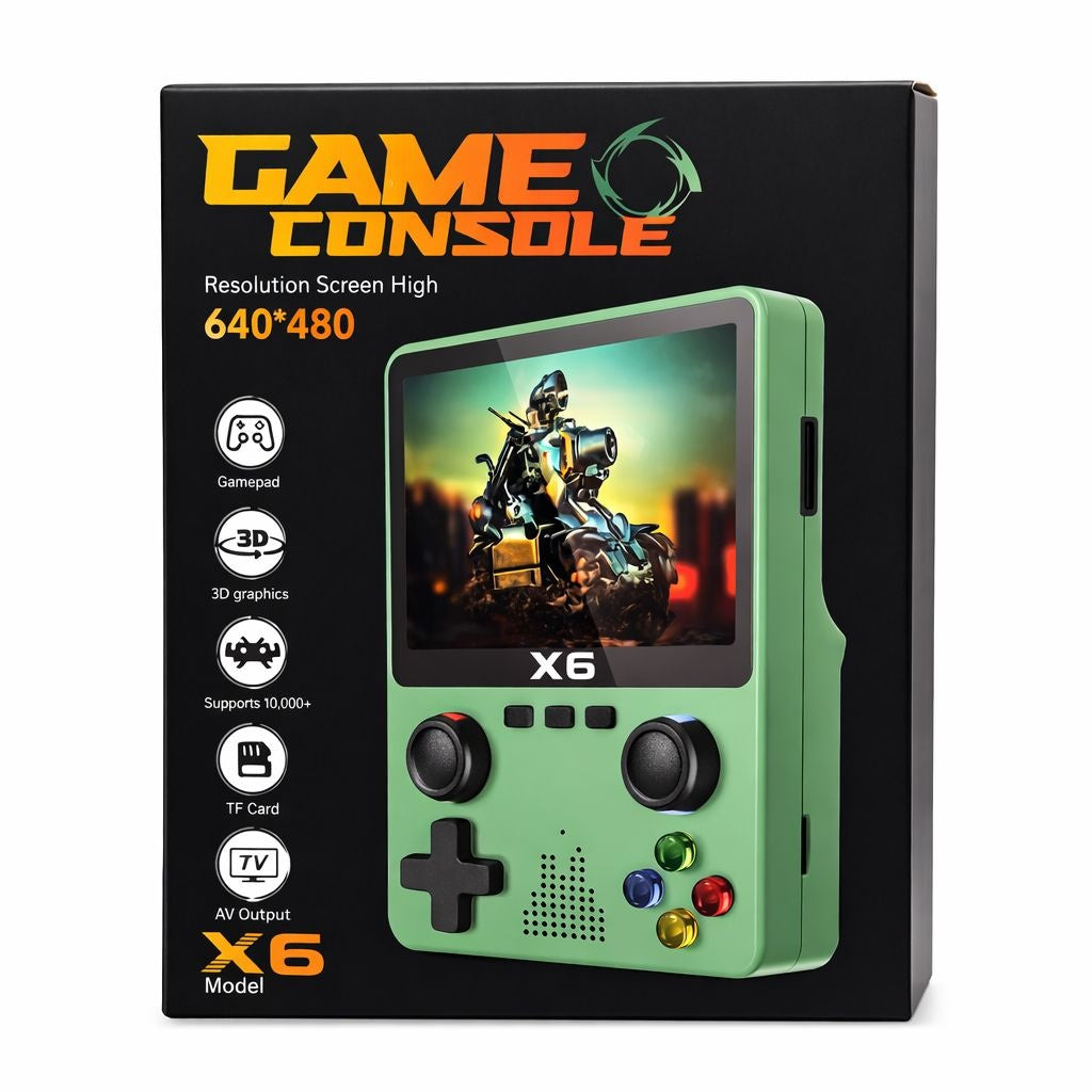 Consolă de jocuri portabilă retro, plastic, X6, Alb