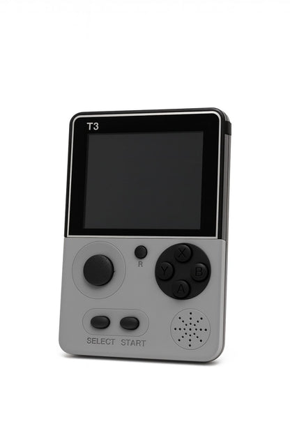 Consola jocuri portabila T3 Retro, 500 in 1, ecran 3.5 inch, jocuri clasice 13.5x9.5x5cm, Ivory white