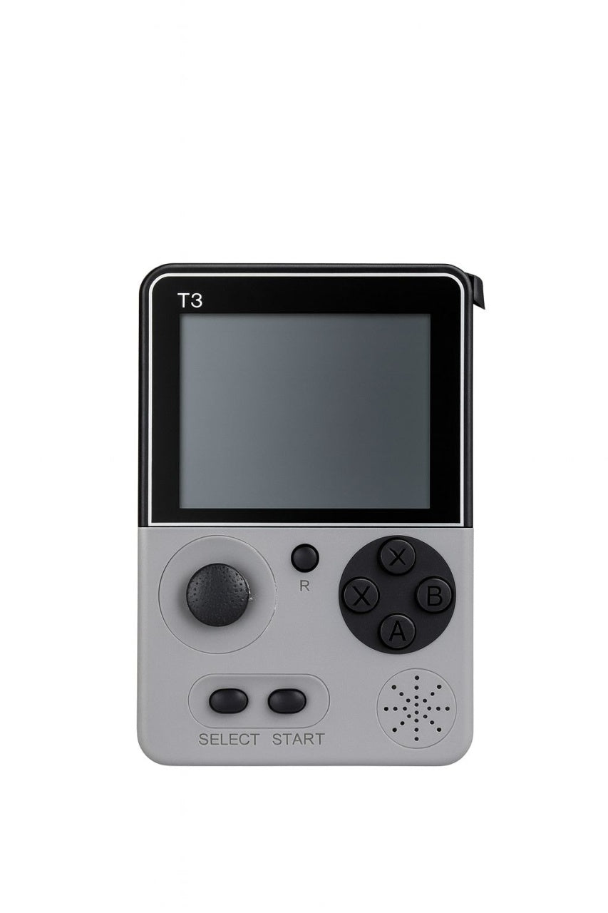 Consola jocuri portabila T3 Retro, 500 in 1, ecran 3.5 inch, jocuri clasice 13.5x9.5x5cm, Ivory white