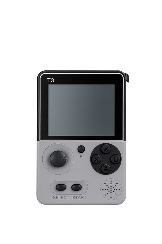 Consola jocuri portabila T3 Retro, 500 in 1, ecran 3.5 inch, jocuri clasice 13.5x9.5x5cm, Ivory white