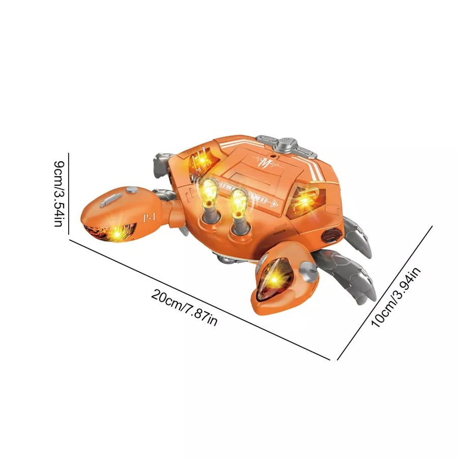 Crab Robot Interactiv cu Lumini si Muzica , Mecha Crab, 20x10x9 cm