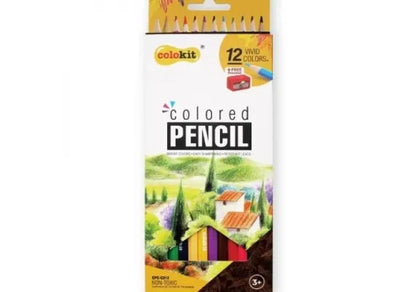 Creioane colorate Colokit 12 culori + ascutitoare , culori intense si aplicare usoara pentru activitati creative,