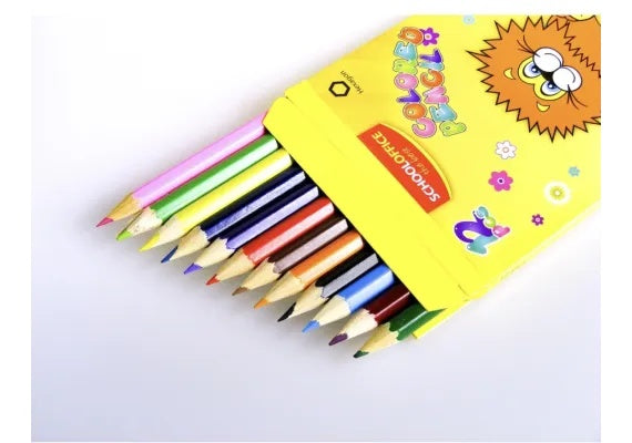 Creioane colorate lungi School Office, 12 culori , ideale pentru scoala si activitati creative,