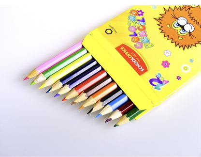 Creioane colorate lungi School Office, 12 culori , ideale pentru scoala si activitati creative,