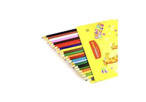 Creioane colorate lungi School Office, set 24 culori , paleta variata pentru desen si colorat de calitate,