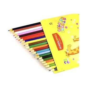 Creioane colorate lungi School Office, set 24 culori , paleta variata pentru desen si colorat de calitate,