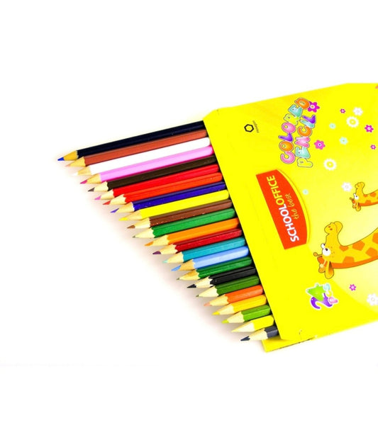 Creioane colorate lungi School Office, set 24 culori , paleta variata pentru desen si colorat de calitate,