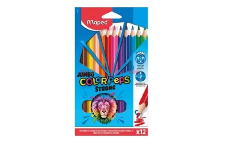 Creioane colorate Maped Jumbo Color Peps Strong, 12 culori , intensitate maxima si rezistenta la rupere,