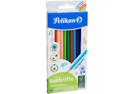 Creioane colorate Pelikan, set 12 culori , calitate superioara si culori intense pentru desen si colorat,