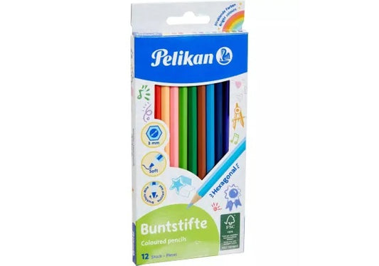 Creioane colorate Pelikan, set 12 culori , calitate superioara si culori intense pentru desen si colorat,