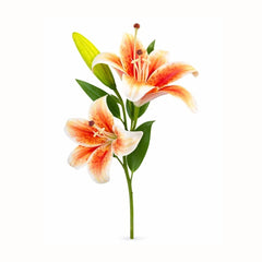Crin artificial portocaliu cu alb cu 2 flori si boboc aspect natural elegant 35 cm