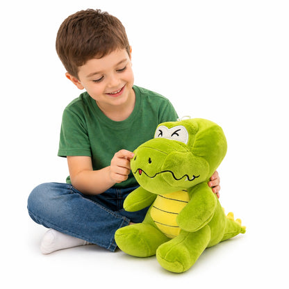 Crocodil de plus verde 23x25cm, jucarie moale copii cu design simpatic