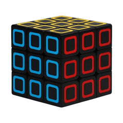 Cub 3x3 Puzzle Antistres cu Piese Negre si Contur Colorat , Vitez si Logica