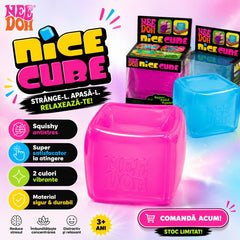 Cub Antistres Nice Cube, Jucarie Squishy Moale, Transparenta si Super Elastica