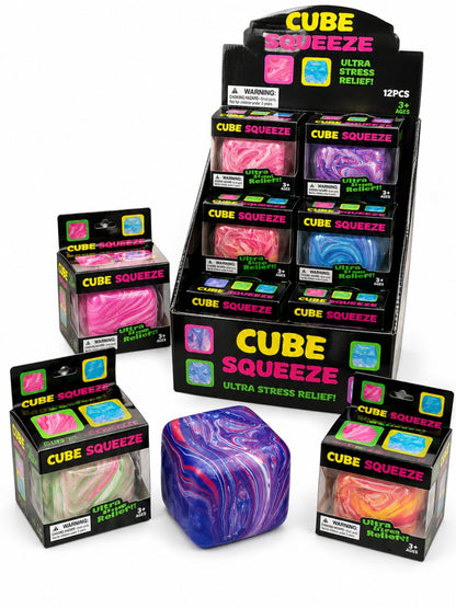 Cub Antistres Squishy Marble, Jucarie Senzoriala Moale, Elastica, Model Colorat