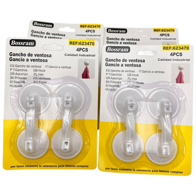 Cuier cu Ventuza 4 Ventuze, Material PP+PVC, 5x5cm , Suport Practic si Fara Gauri,