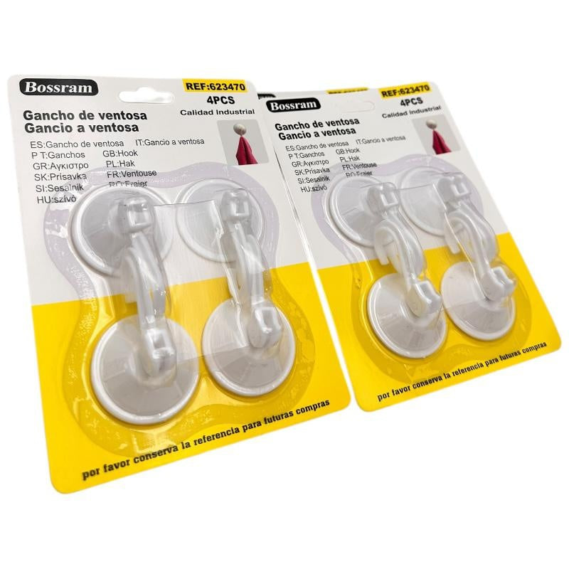 Cuier cu Ventuza 4 Ventuze, Material PP+PVC, 5x5cm , Suport Practic si Fara Gauri,