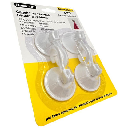 Cuier cu Ventuza 4 Ventuze, Material PP+PVC, 5x5cm , Suport Practic si Fara Gauri,
