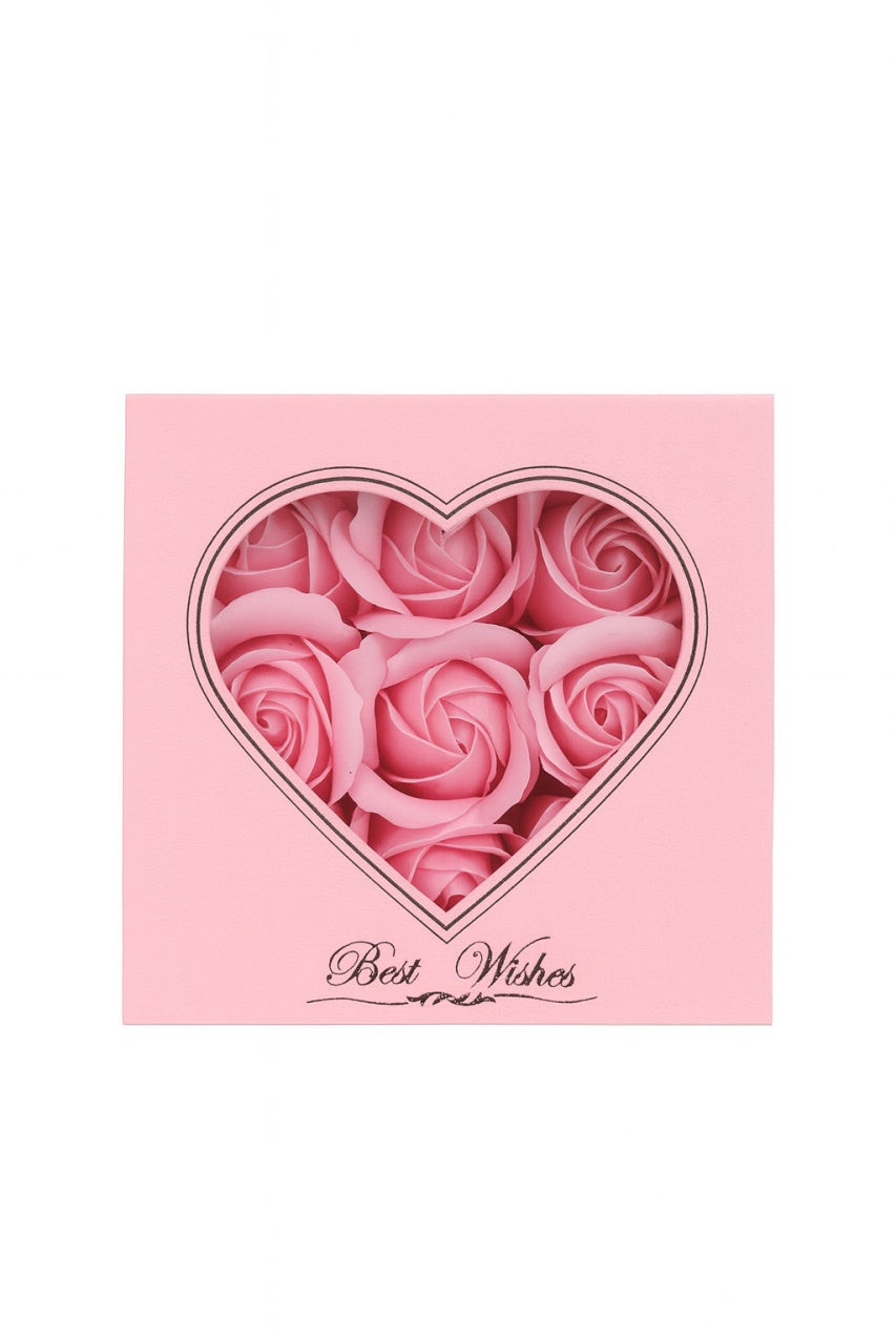 Cutie cadou 11x11x9.5 cm cu 9 trandafiri de sapun roz, aranjament elegant Forever Love