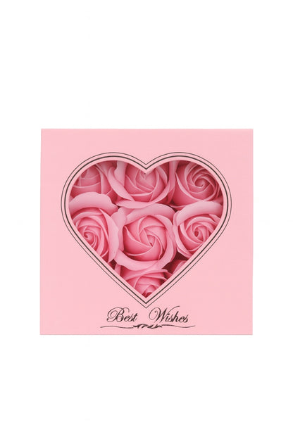 Cutie cadou 11x11x9.5 cm cu 9 trandafiri de sapun roz, aranjament elegant Forever Love