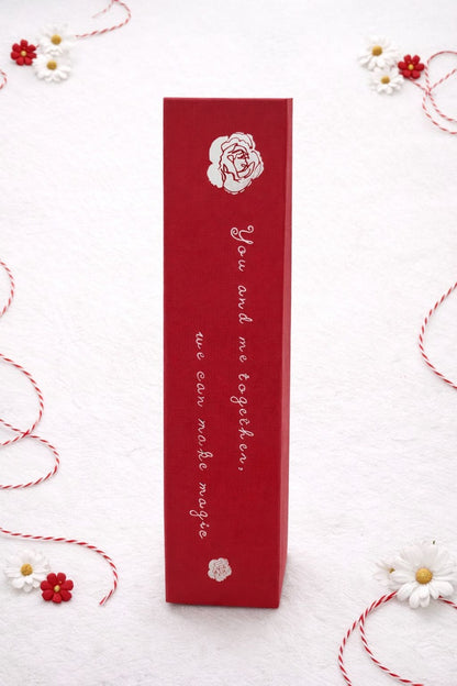 Cutie cadou cu trandafiri roz si ursulet, mesaj I Love You, 33x7x7 cm