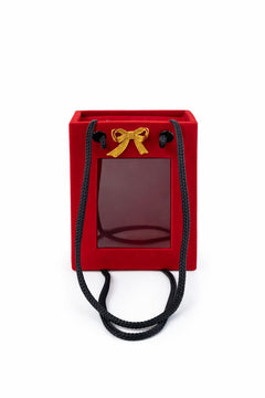 Cutie cadou din catifea rosie 6x9x3 cm cu fereastra si fundita, pentru bijuterii