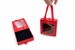 Cutie cadou pentru marisor sau bijuterii, cu manere si fereastra, 9x9x3 cm, Rosu
