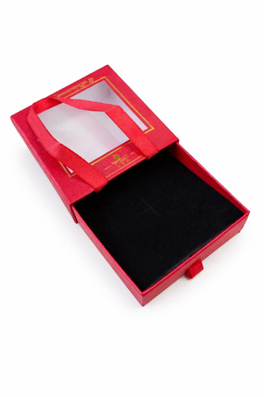Cutie cadou pentru marisor sau bijuterii, cu manere si fereastra, 9x9x3 cm, Rosu