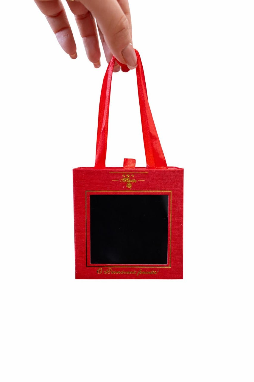 Cutie cadou pentru marisor sau bijuterii, cu manere si fereastra, 9x9x3 cm, Rosu