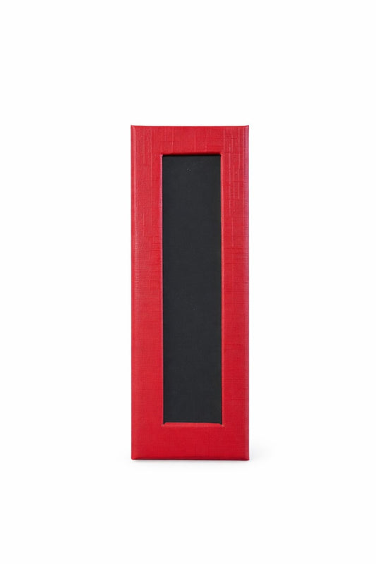 Cutie carton rosie cu fereastra 4x12x2 cm, interior negru, pentru martisor sau bijuterii