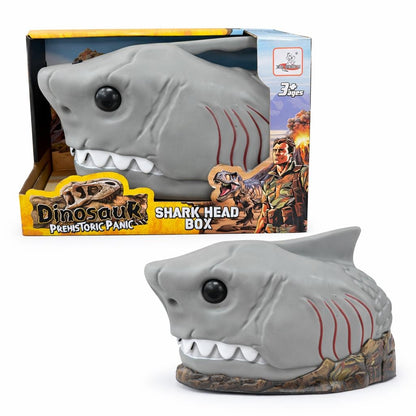 Cutie de depozitare rechin preistoric gri, model Shark Head Box, 27 cm