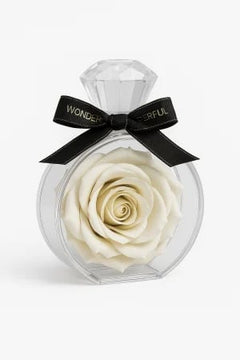 Cutie Diamant cu Trandafir din Sapun Alb 14x10.5 cm Cadou Romantic Elegant