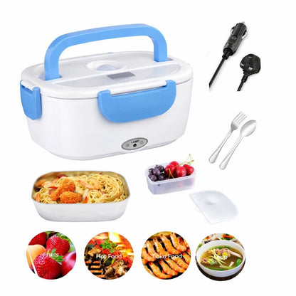 Cutie electrică pentru prânz 40W, lunch box încălzire mâncare, alb cu albastru