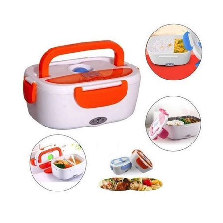 Cutie electrică pentru prânz 40W, lunch box încălzire mâncare, alb cu roșu