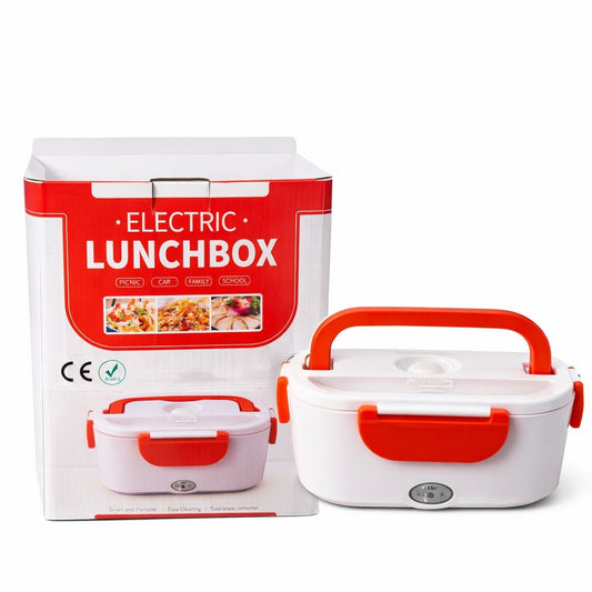 Cutie electrică pentru prânz 40W, lunch box încălzire mâncare, alb cu roșu