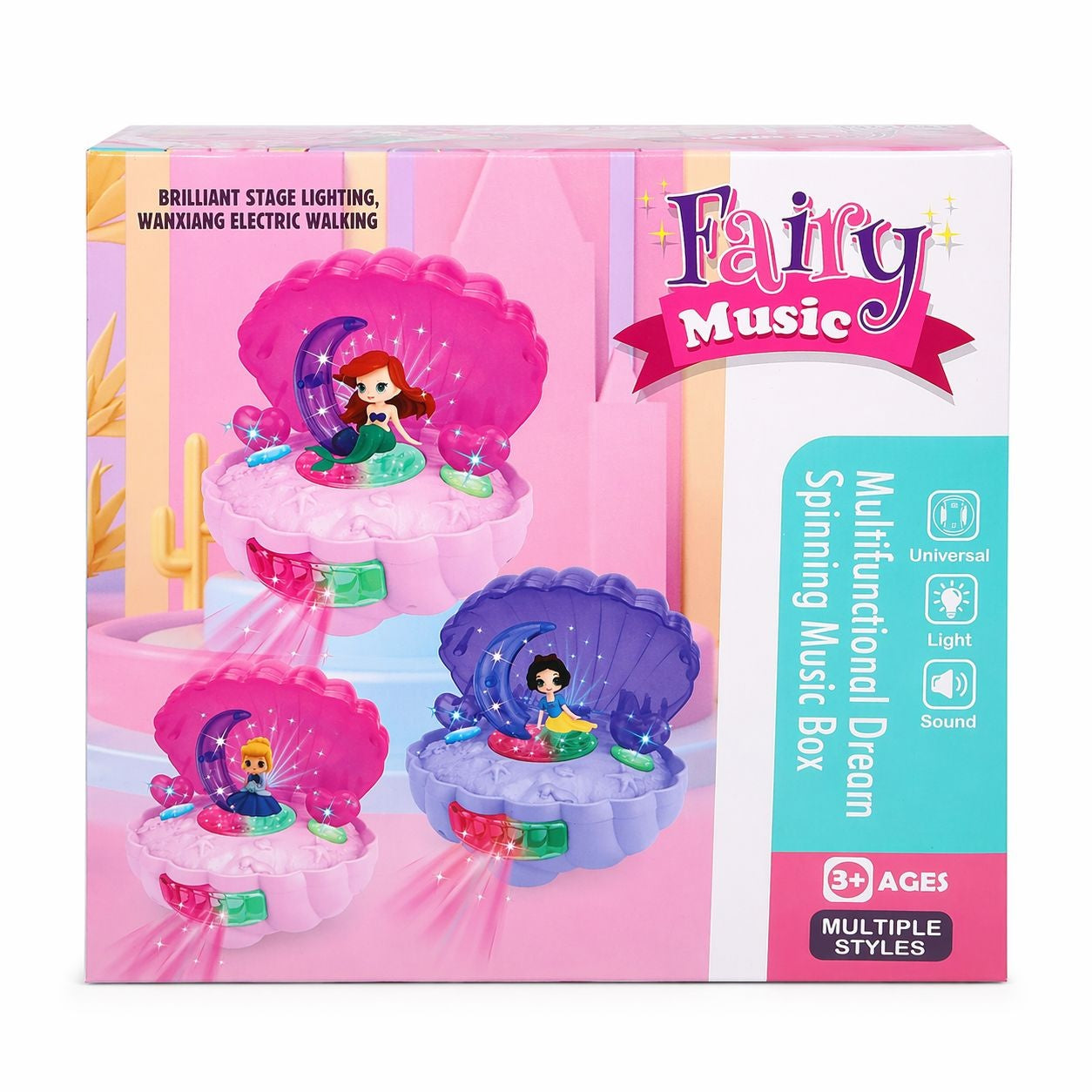 Cutie muzicala cu Prințesă din plastic, cu lumini și sunete, 15cm