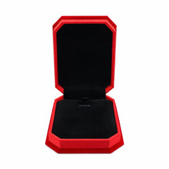 Cutie octogonala catifea rosie 7.5x10x3.5 cm cu interior negru, pentru bijuterii sau martisor