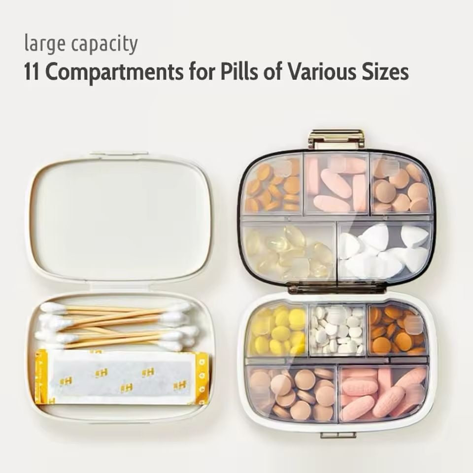 Cutie organizator medicamente cu 8 compartimente si inchidere etansa, crem