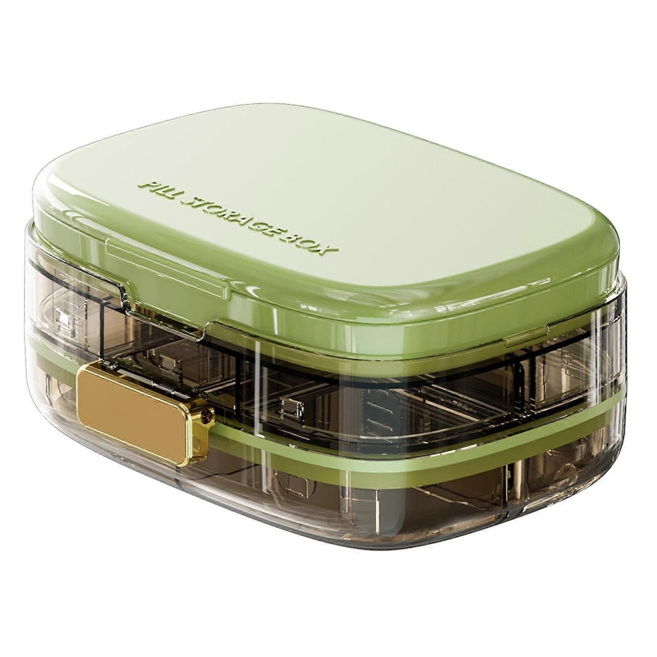 Cutie organizator medicamente cu 8 compartimente si inchidere etansa, verde