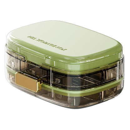 Cutie organizator medicamente cu 8 compartimente si inchidere etansa, verde