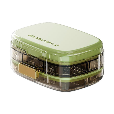 Cutie organizator medicamente cu 8 compartimente si inchidere etansa, verde