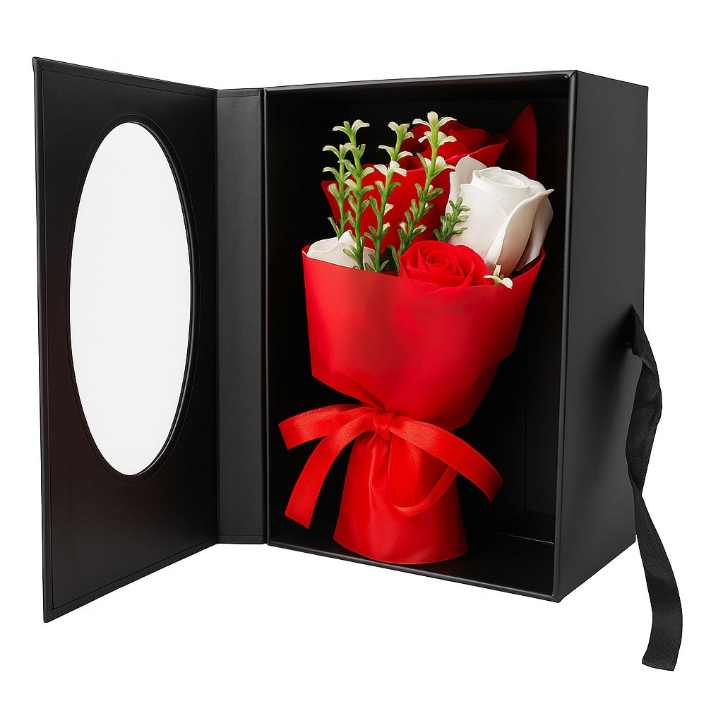 Cutie Tip Carte cu Trandafiri din Sapun Rosii 25x18x8 cm Cadou Romantic Lux